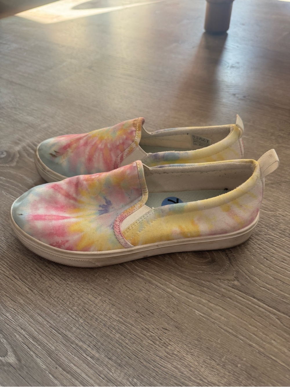 DSW Tie-Dye Slip-On Flats - Pink, Yellow, Blue, Cream